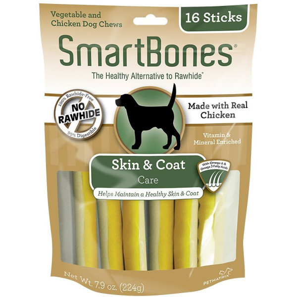 SmartSticks Chews Skin and Coat Chicken 3.5"Dog Treats 美毛潔齒棒(雞肉味) 16 pack  X4